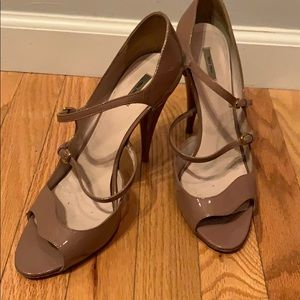 MIU MIU-Dark Beige patent leather heels